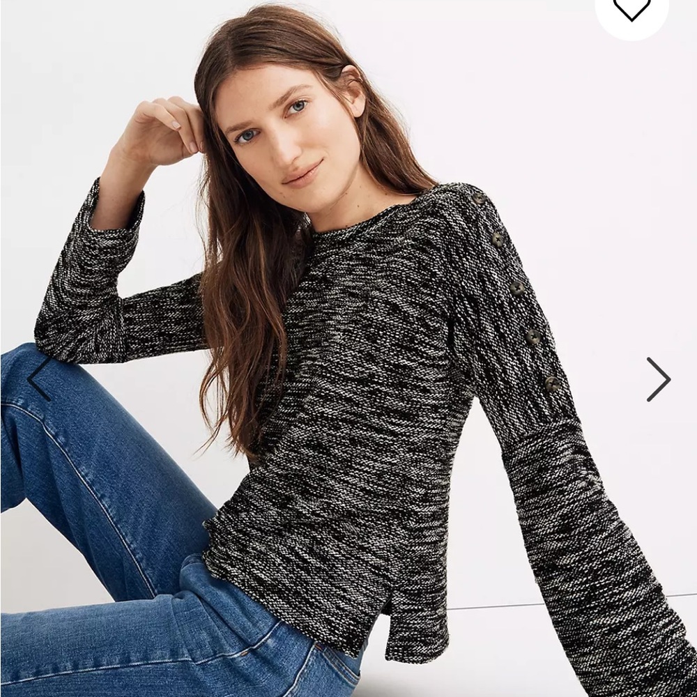 Madewell Button Shoulder Wide Sleeve Top Size Small